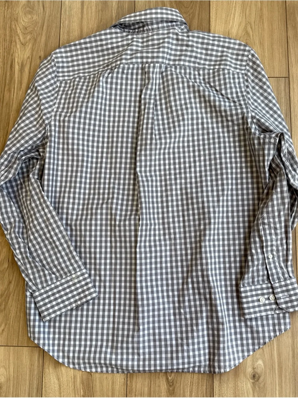 Banana Republic Non Iron Slim Fit Shirt Mens Size XL 17-17 1/2  Grey White Plaid